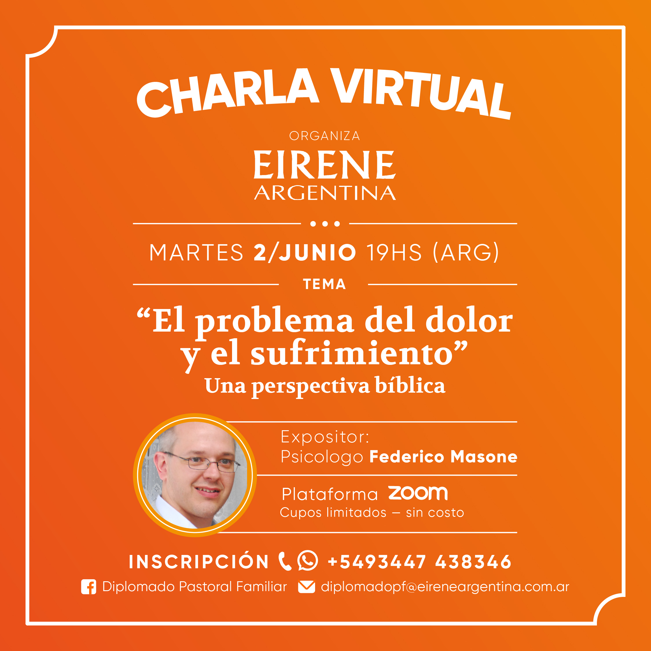 Inscripciones por whatsApp al +5493447 438346  Este evento cuenta con la adhesión de UWM United World Mission como ministerio aliado de Eirene Argentina.